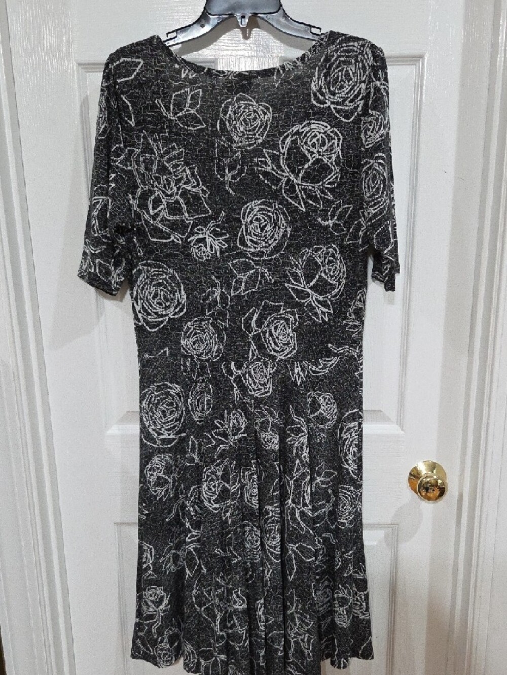 LuLaRoe Black and White Floral Midi Dress - Picture 3 of 3